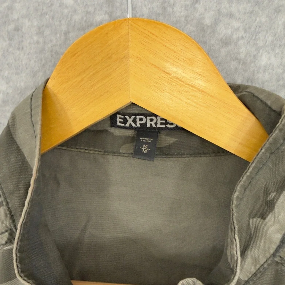 Express Utility Jacket Women M‎ Camo Green Excellent Military Full Zip Gorpcore